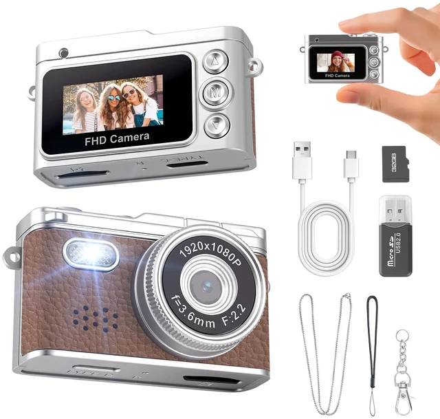Main image of Mini Keychain Camera,Thumb Camera,Pocket Video Camcorder for Teen/Beginner 1080P, 32GB Card,Retro Brown,Back to School/Birthday/Thanksgiving Day/Christmas/New Year Gift,for Party/Travel/Daily Vlog