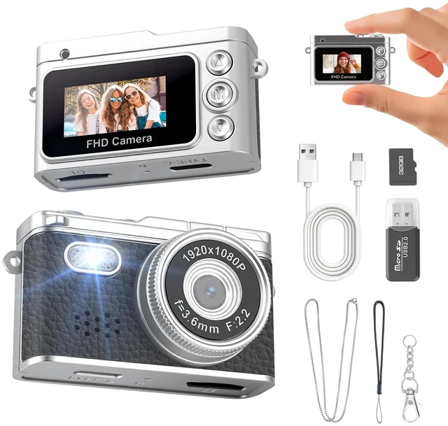 Main image of Mini Keychain Camera,Thumb Camera Digital,Pocket Video Camcorder for Teens 1080P, 32GB Card, Retro Black, Birthday/Thanksgiving Day/Christmas/New Year/Valentine's Day Gift,for Party/Travel/Daily Vlog