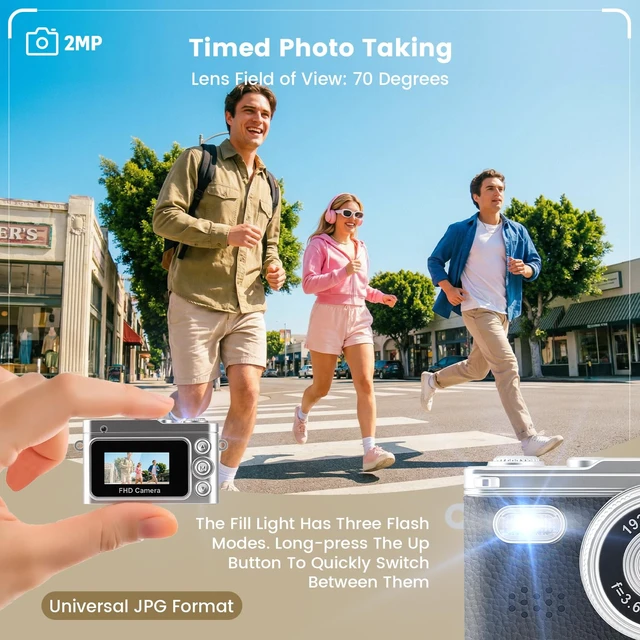 Alt view image 3 of 7 - Mini Keychain Camera,Thumb Camera Digital,Pocket Video Camcorder for Teens 1080P, 32GB Card, Retro Black, Birthday/Thanksgiving Day/Christmas/New Year/Valentine's Day Gift,for Party/Travel/Daily Vlog