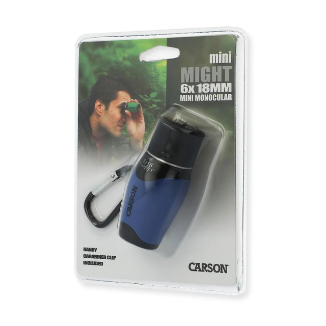 Alt view image 5 of 5 - MiniMight 6x18mm Pocket Monocular with Carabiner Clip, Blue (MM-618CB)