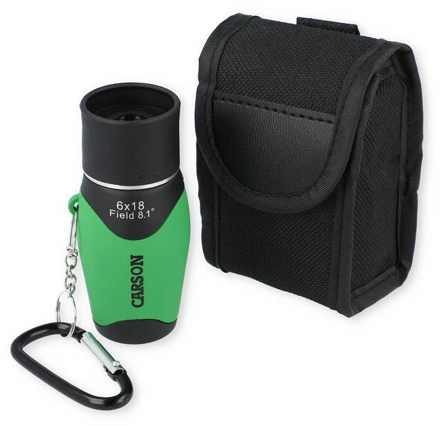 Main image of MiniMight 6x18mm Pocket Monocular with Carabiner Clip, Green (MM-618CG)