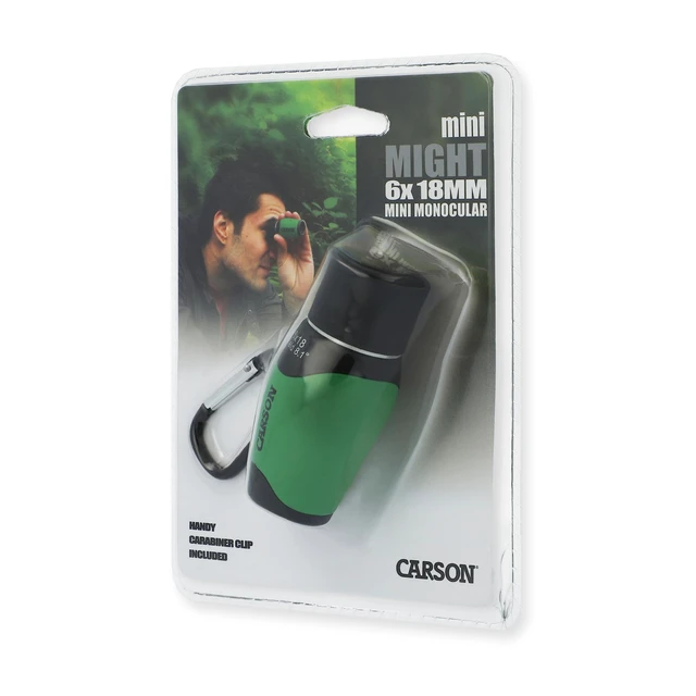 Alt view image 5 of 5 - MiniMight 6x18mm Pocket Monocular with Carabiner Clip, Green (MM-618CG)