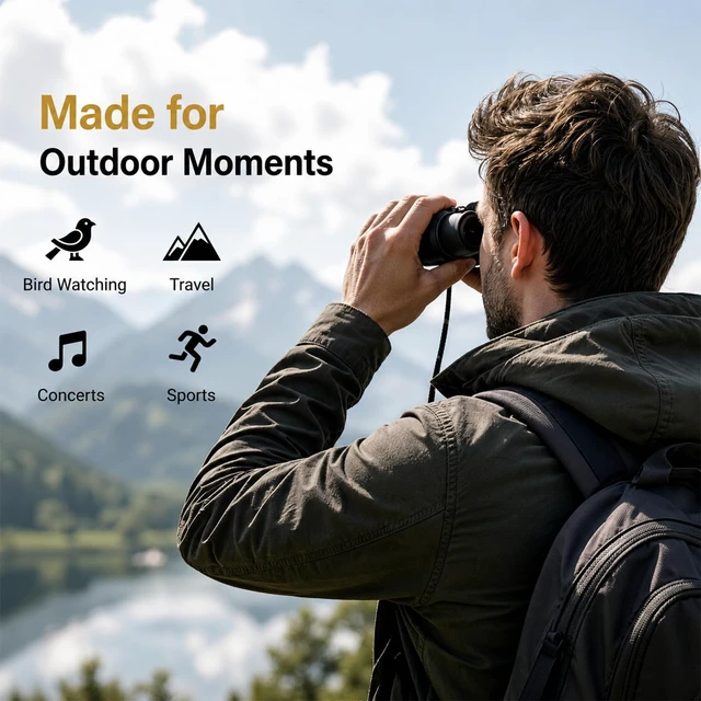 Alt view image 4 of 5 - 12x42 Binoculars for Adults, HD BAK4 Prism for Bird Watching