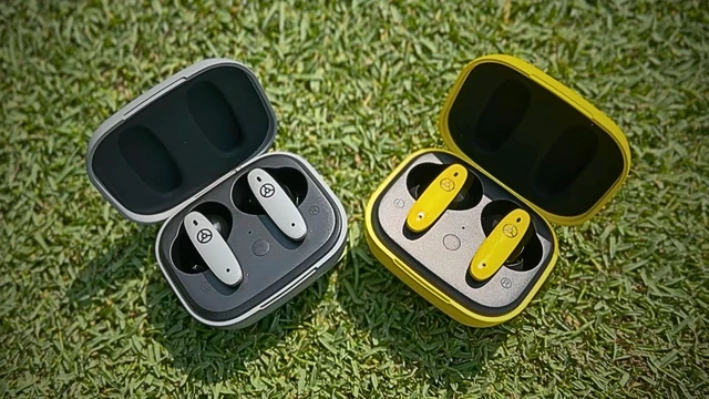 Alt view image 7 of 7 - Team8 E Golf Earbuds - Bluetooth Golf Rangefinder Wireless Earphones with Hazard Alerts - Front/Middle/Back Green Distances - Touch Controls Golf Ball Tracker with Call Support - Yellow