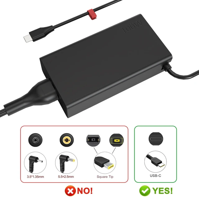 Alt view image 4 of 6 - USB C Laptop Charger 100W Fast Charger Replacement for Thinkpad IdeaPad Yoga Series Type C Charger AC Adapters