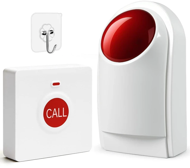 Main image of Panic Button Alarm Wireless Emergency Call System for Elderly & Disabled, Battery Powered, 130dB Adjustable Volume, 350ft Range for Bathroom, Home, Warehouse & More (1 Siren+1 Buttons)
