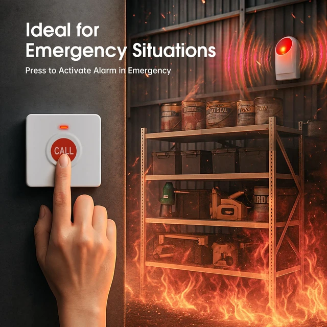 Alt view image 4 of 7 - Panic Button Alarm Wireless Emergency Call System for Elderly & Disabled, Battery Powered, 130dB Adjustable Volume, 350ft Range for Bathroom, Home, Warehouse & More (1 Siren+1 Buttons)