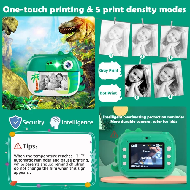 Alt view image 6 of 7 - Kids Instant Print Digital Camera for Toddlers,2.4 Inch IPS Screen+1080P