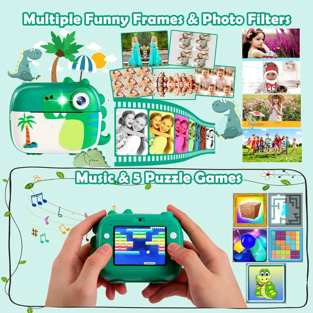 Alt view image 5 of 7 - Kids Instant Print Digital Camera for Toddlers,2.4 Inch IPS Screen+1080P