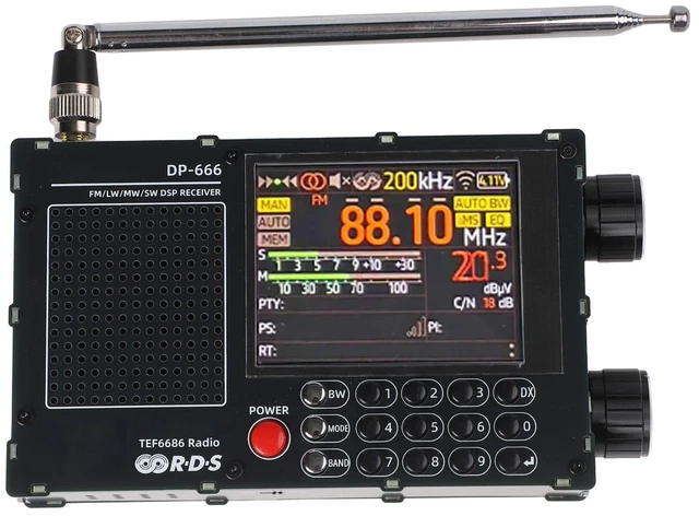 Main image of DP-666 TEF6686 for Full Band Radio, for FM AM Shortwave Radio RDS, 2.8 Inch Resistive Touch LCD Color Screen, Portable High Sensitivity Travel Radio(Black)
