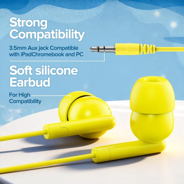 Alt view image 3 of 7 - 50 Pack Bulk Earbuds for Classroom,Student Basic Headphones in Ear for Kids Schools Libraries Laptop,3.5 MM Earbuds Dot Headphones,Individually Bagged(YS103 Mixed Colors)