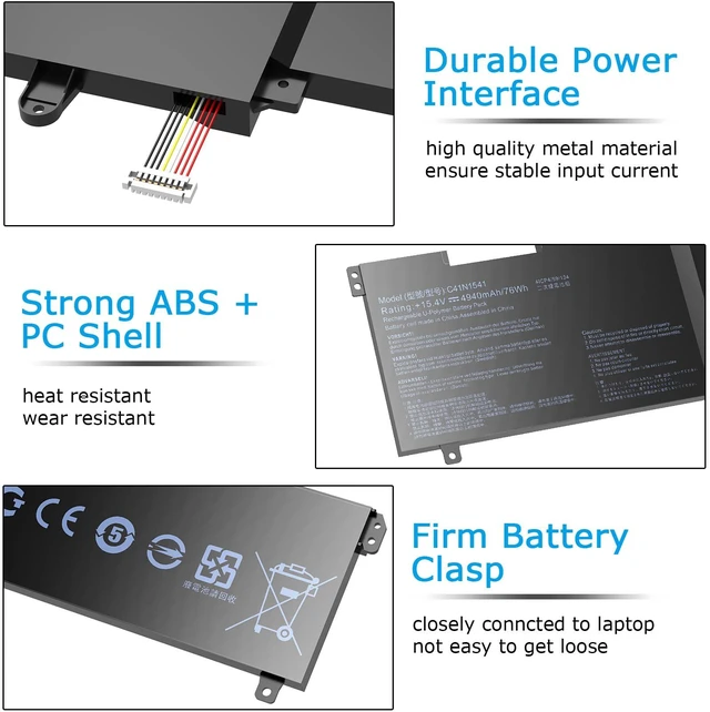Alt view image 6 of 7 - C41N1541 Battery for Asus ROG Strix GL702VM GL702VS GL702VT GL702VS GL702VSK GL702VT GL702VM GL702VMK GL702V GL702ZC Series 4ICP4/59/13 0B200-02070000