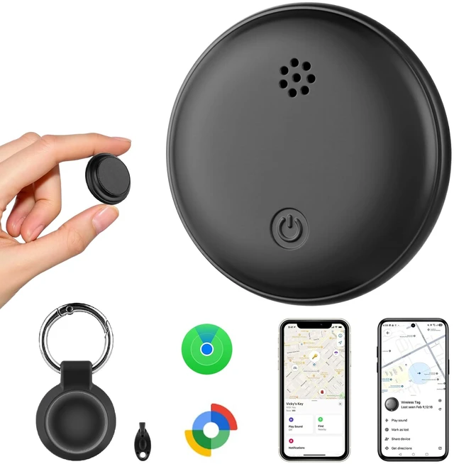 Main image of GPS Tracker for Vehicles iOS & Android, Undetectable Mini Hidden Magnetic Locator, No Monthly Fee/No SIM Card, Silicone Case & Keychain Clip Included, Ultra-Slim, IP68 Waterproof, 1 Year Working Time