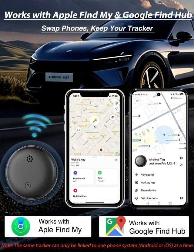 Alt view image 3 of 7 - GPS Tracker for Vehicles iOS & Android, Undetectable Mini Hidden Magnetic Locator, No Monthly Fee/No SIM Card, Silicone Case & Keychain Clip Included, Ultra-Slim, IP68 Waterproof, 1 Year Working Time