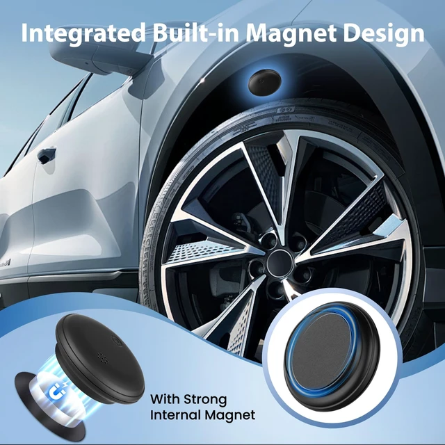 Alt view image 5 of 7 - GPS Tracker for Vehicles iOS & Android, Undetectable Mini Hidden Magnetic Locator, No Monthly Fee/No SIM Card, Silicone Case & Keychain Clip Included, Ultra-Slim, IP68 Waterproof, 1 Year Working Time