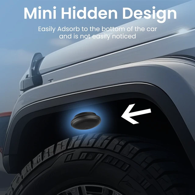Alt view image 6 of 7 - GPS Tracker for Vehicles iOS & Android, Undetectable Mini Hidden Magnetic Locator, No Monthly Fee/No SIM Card, Silicone Case & Keychain Clip Included, Ultra-Slim, IP68 Waterproof, 1 Year Working Time