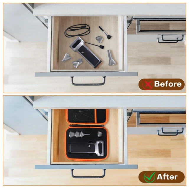 Alt view image 3 of 7 - Travel Case Compatible with WOLFBOX MF200 Compressed Air Duster - Custom Foam Organizer for Blower Tool & Accessories (Only Case) (Black)