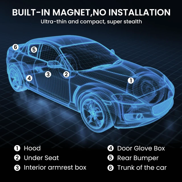Alt view image 7 of 7 - GPS Tracker for Vehicles iOS & Android, Undetectable Mini Hidden Magnetic Locator, No Monthly Fee/No SIM Card, Silicone Case & Keychain Clip Included, Ultra-Slim, IP68 Waterproof, 1 Year Working Time