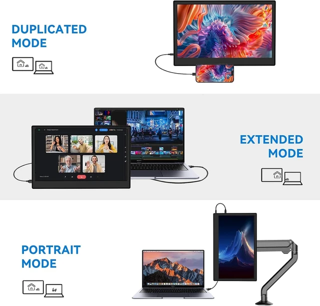 Alt view image 2 of 7 - 14 inch Second Monitor for Laptop with Adjustable Stand,USB C HDMI Plug and Play External Laptop Screen,1366x768 HD Travel Monitor for Laptop, PC, Mobile Phones, PS, Xbox,Switch