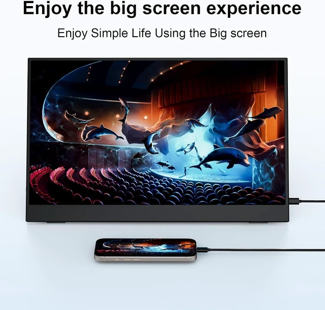 Alt view image 5 of 7 - 14 inch Second Monitor for Laptop with Adjustable Stand,USB C HDMI Plug and Play External Laptop Screen,1366x768 HD Travel Monitor for Laptop, PC, Mobile Phones, PS, Xbox,Switch