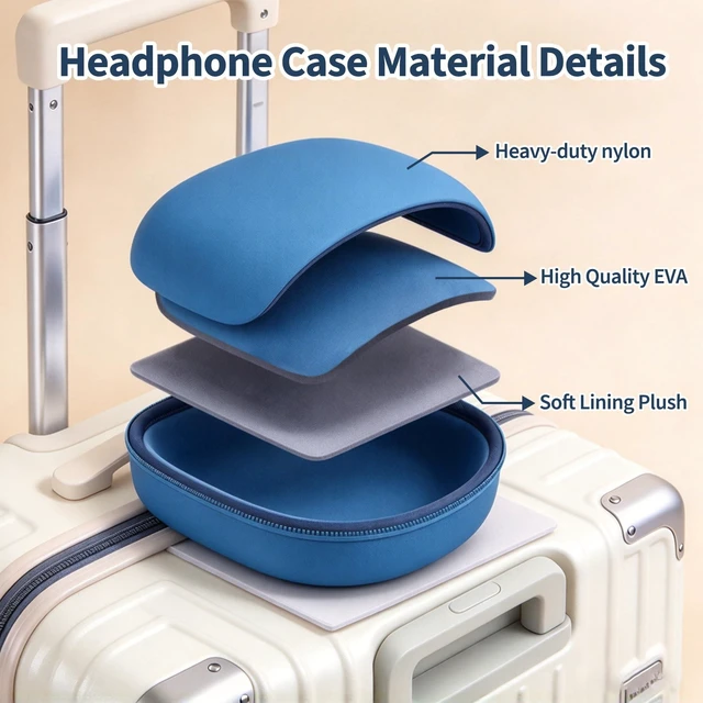 Alt view image 4 of 7 - Case for iClever BTH12/HS19/BTH26 Kids Headphones, Green Protective Carrying Bag Hard Shell Shockproof, Portable Headphone Storage with Mesh Bag Lightweight Boys &Girls
