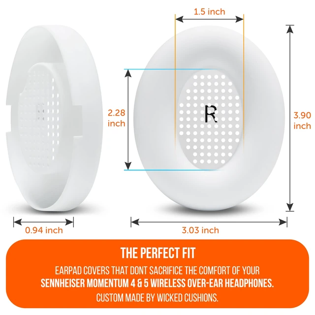 Alt view image 6 of 7 - SweatZ Momentum 4 & 5 - Patented Covers for Sennheiser Momentum Wireless Made by Wicked Cushions Made with Premium Silicone, Sweatproof & Easily Washable White
