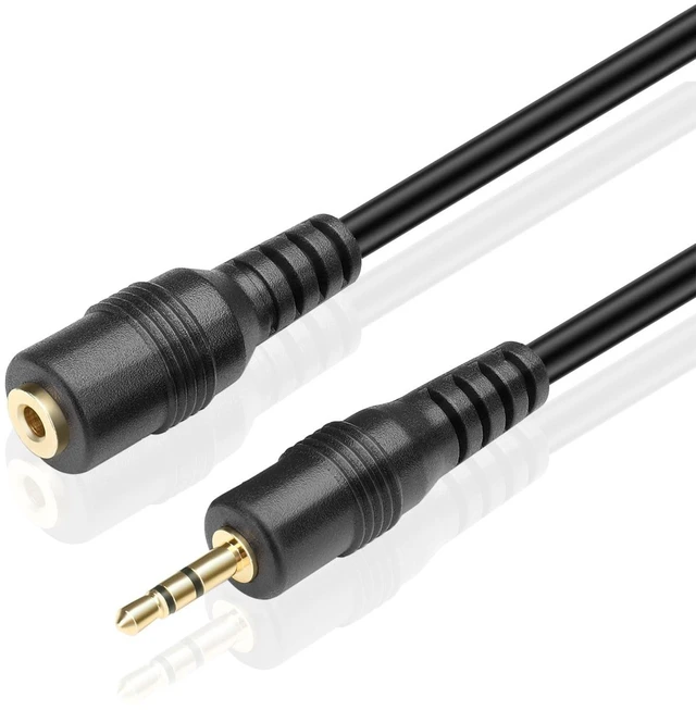 Main image of 2.5mm Extension Cable, Male to Female TRS Stereo Audio Cord, 15FT Trs Aux Jack Extender with Gold-Plated Connectors and Black Pvc Jacket for Headsets, Microphones, Phones and Audio Devices