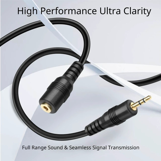 Alt view image 2 of 6 - 2.5mm Extension Cable, Male to Female TRS Stereo Audio Cord, 15FT Trs Aux Jack Extender with Gold-Plated Connectors and Black Pvc Jacket for Headsets, Microphones, Phones and Audio Devices