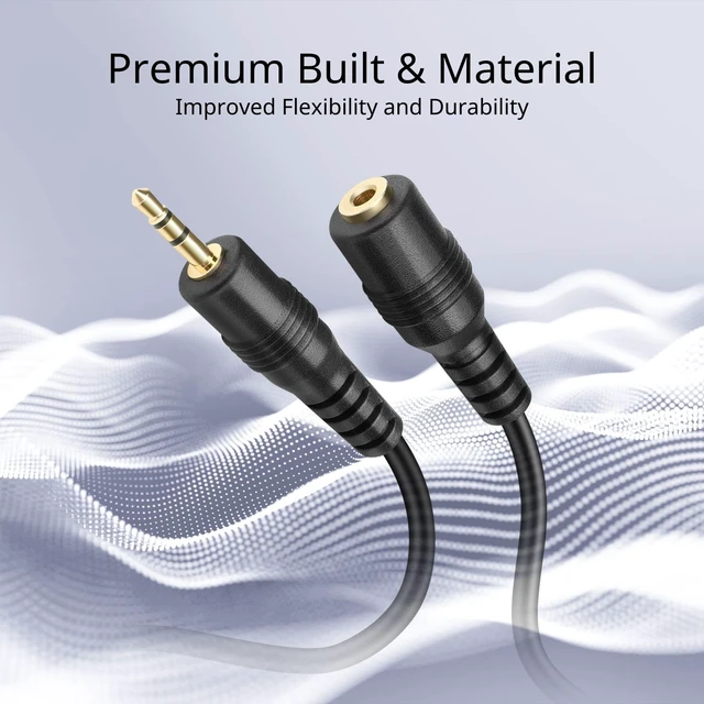 Alt view image 3 of 6 - 2.5mm Extension Cable, Male to Female TRS Stereo Audio Cord, 15FT Trs Aux Jack Extender with Gold-Plated Connectors and Black Pvc Jacket for Headsets, Microphones, Phones and Audio Devices