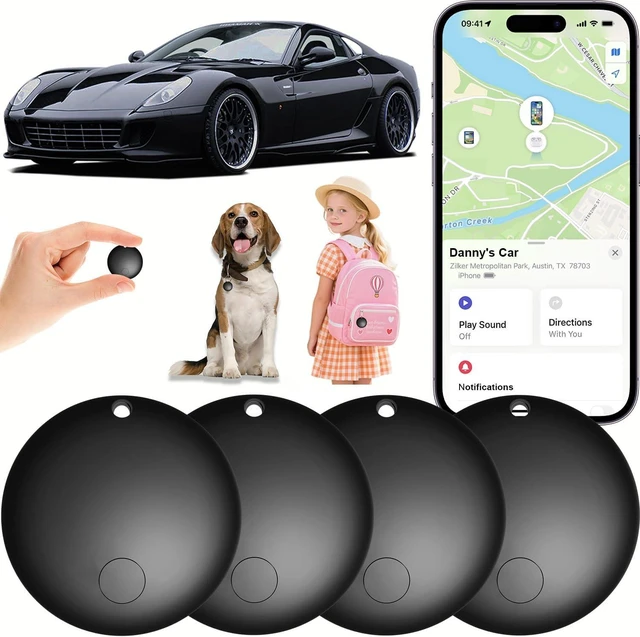 Main image of GPS Tracker for Vehicles No Monthly Fee (iOS Only) - 4 Pack Mini Undetectable Car Tracker Device Compatible with Apple Find My for Kids, Pets, Keys