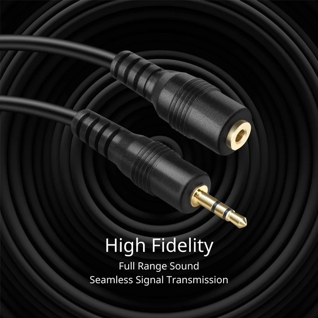 Alt view image 4 of 6 - 2.5mm Extension Cable, Male to Female TRS Stereo Audio Cord, 15FT Trs Aux Jack Extender with Gold-Plated Connectors and Black Pvc Jacket for Headsets, Microphones, Phones and Audio Devices