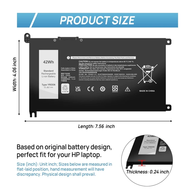 Alt view image 2 of 6 - YRDD6 Laptop Battery Replacement