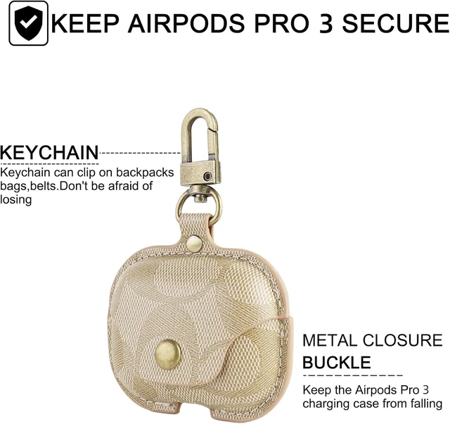 Alt view image 5 of 6 - for AirPods Pro 3 Case, Compatible with AirPods Pro 3rd Generation Case (2025), Cute Leather Full Body Shockproof Protective Cover for Women Men (A)
