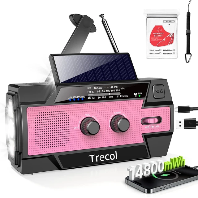 Main image of Emergency Radio with Motion Sensor Alarm, AM FM NOAA Weather Radio 14800mWh Crank Radio with Solar & Type-C Phone Charging, SOS Alarm, Flashlight, Reading Lamp for Home Outdoor Emergencies