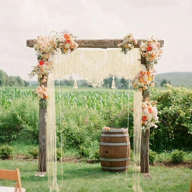 Main image of Large Macrame Wall Hanging Boho Wedding decor For Arbor/Arch Doorway Curtain Photo Backdrop Bohemian Home Geometric Art Decor Beautiful Room Decoration -55" W x 78" L