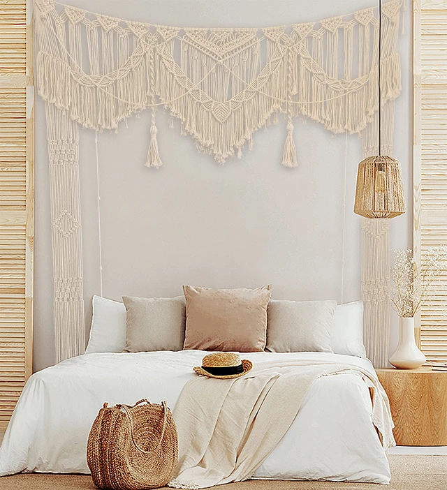 Alt view image 2 of 7 - Large Macrame Wall Hanging Boho Wedding decor For Arbor/Arch Doorway Curtain Photo Backdrop Bohemian Home Geometric Art Decor Beautiful Room Decoration -55" W x 78" L