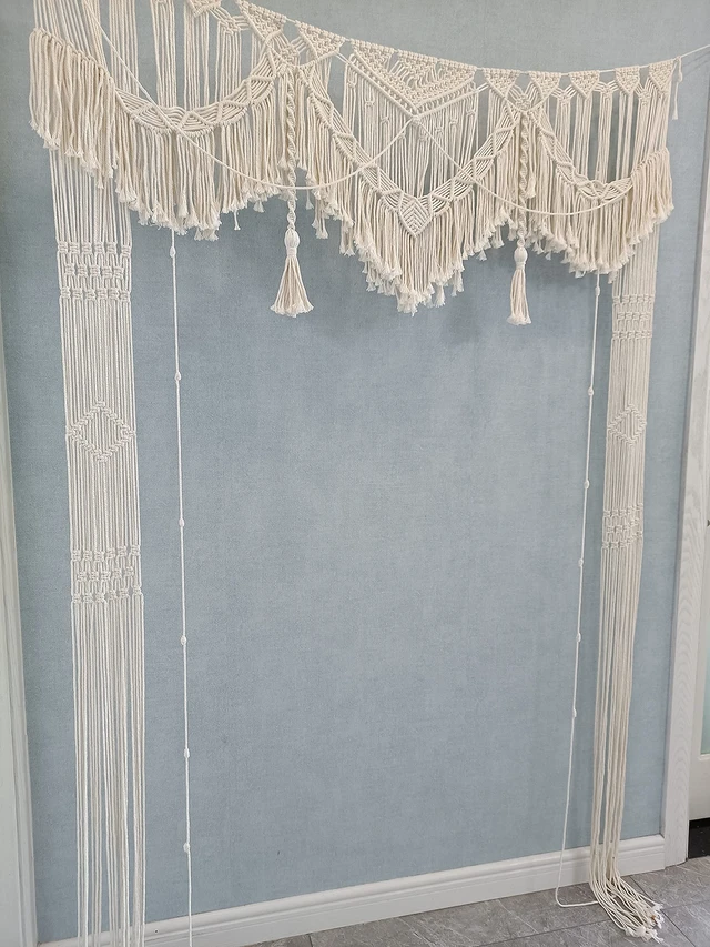 Alt view image 4 of 7 - Large Macrame Wall Hanging Boho Wedding decor For Arbor/Arch Doorway Curtain Photo Backdrop Bohemian Home Geometric Art Decor Beautiful Room Decoration -55" W x 78" L