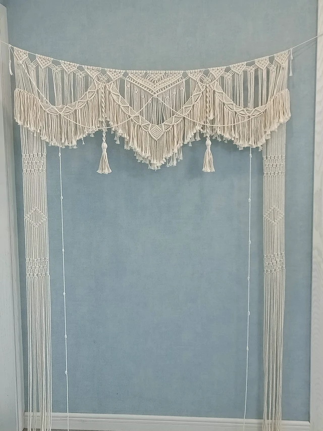 Alt view image 5 of 7 - Large Macrame Wall Hanging Boho Wedding decor For Arbor/Arch Doorway Curtain Photo Backdrop Bohemian Home Geometric Art Decor Beautiful Room Decoration -55" W x 78" L