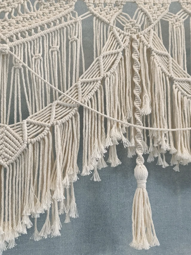 Alt view image 6 of 7 - Large Macrame Wall Hanging Boho Wedding decor For Arbor/Arch Doorway Curtain Photo Backdrop Bohemian Home Geometric Art Decor Beautiful Room Decoration -55" W x 78" L