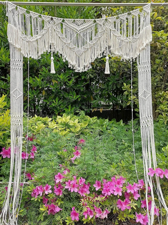Alt view image 7 of 7 - Large Macrame Wall Hanging Boho Wedding decor For Arbor/Arch Doorway Curtain Photo Backdrop Bohemian Home Geometric Art Decor Beautiful Room Decoration -55" W x 78" L
