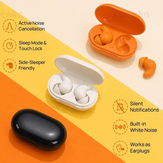 Alt view image 2 of 7 - ANC Noise Cancelling Sleep Earbuds Headphones for Side Sleepers Sleep Ear Buds Plugs for Sleeping Small Ears Invisible Flat Mini Tiny Earbuds Wireless Bluetooth White Noise Canceling Earbud