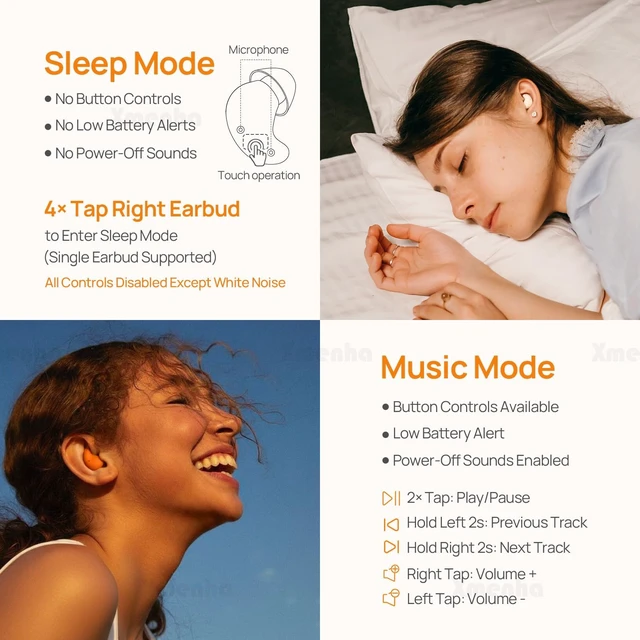 Alt view image 4 of 7 - ANC Noise Cancelling Sleep Earbuds Headphones for Side Sleepers Sleep Ear Buds Plugs for Sleeping Small Ears Invisible Flat Mini Tiny Earbuds Wireless Bluetooth White Noise Canceling Earbud