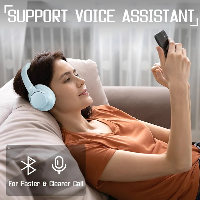 Alt view image 3 of 6 - Noise Cancellation Bluetooth Wireless Over Ear Headphones,Gray BlOver-Ear, Bluetooth, 40H ANC Playtime, Soft Memory-Protein Earmuffs, Deep Bass,Wired Mode PC/Cell Phones/TV-Dark Grey