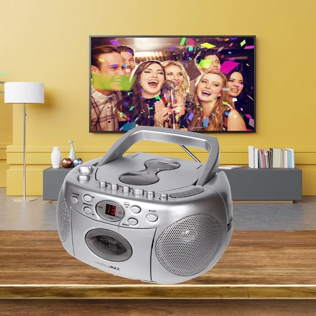 Alt view image 2 of 5 - HX-323CD CD Boombox, Radio, Cassette Recorder (Silver) AM/FM Radio, Rod Antenna, Headphone Jack, AC/DC Dual Power Source