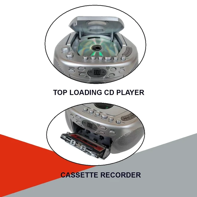 Alt view image 3 of 5 - HX-323CD CD Boombox, Radio, Cassette Recorder (Silver) AM/FM Radio, Rod Antenna, Headphone Jack, AC/DC Dual Power Source