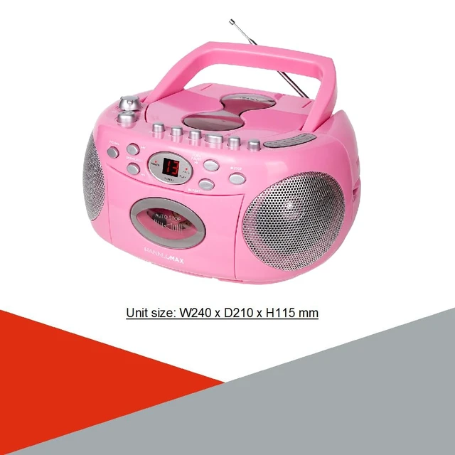 Alt view image 2 of 7 - HX-323CD CD Boombox, Radio, Cassette Recorder (Pink) AM/FM Radio, Rod Antenna, Headphone Jack, AC/DC Dual Power Source