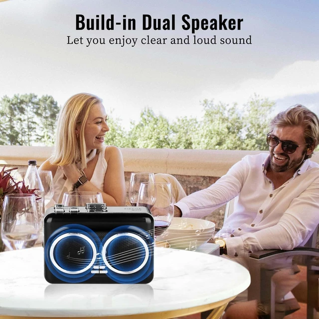 Alt view image 7 of 7 - USB Cassette Player & MP3 Converter, Portable Speaker Black, ABS body, audio tape to digital converter, reverse playback, stereo sound, USB or battery powered, headphone jack