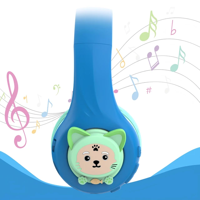 Alt view image 5 of 6 - CB-7S Kids Wireless Headphones,with Safe Volume Control 74/85/95dB,LED Glow Lights,50H Playtime,Bluetooth V5.3,Built-in Mic, TF Card Slot,for Travel/School/Phone/Laptop(Blue&Green)