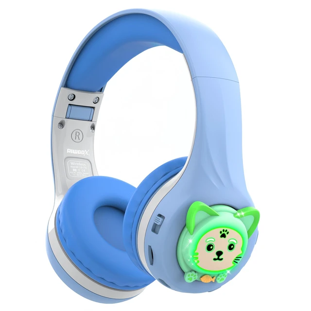 Main image of CB-7S Kids Wireless Headphones,Gifts Suitable for Kids,74/85/95dB,LED Glow Lights,50H Playtime,Bluetooth V5.3,Built-in Mic, TF Card Slot,for Travel/School/Phone/Laptop(Blue&Grey)