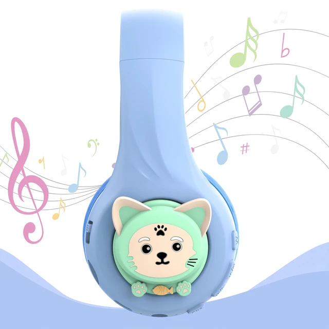 Alt view image 5 of 6 - CB-7S Kids Wireless Headphones,Gifts Suitable for Kids,74/85/95dB,LED Glow Lights,50H Playtime,Bluetooth V5.3,Built-in Mic, TF Card Slot,for Travel/School/Phone/Laptop(Blue&Grey)